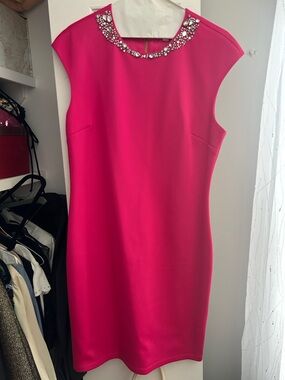 Ted Baker Hot Pink Jewel-Neck Sheath Dress 4 (US 10)
